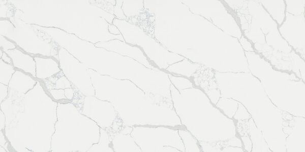 Arabescato Jumbo Quartz by Venezia Surfaces with white background cream shade and gray veins