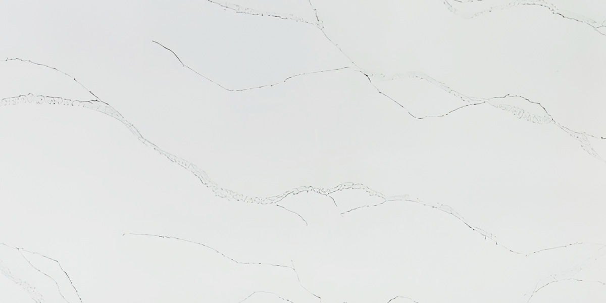 Borghini Silver Jumbo Quartz by Venezia Surfaces with silvery white background and light gray veins