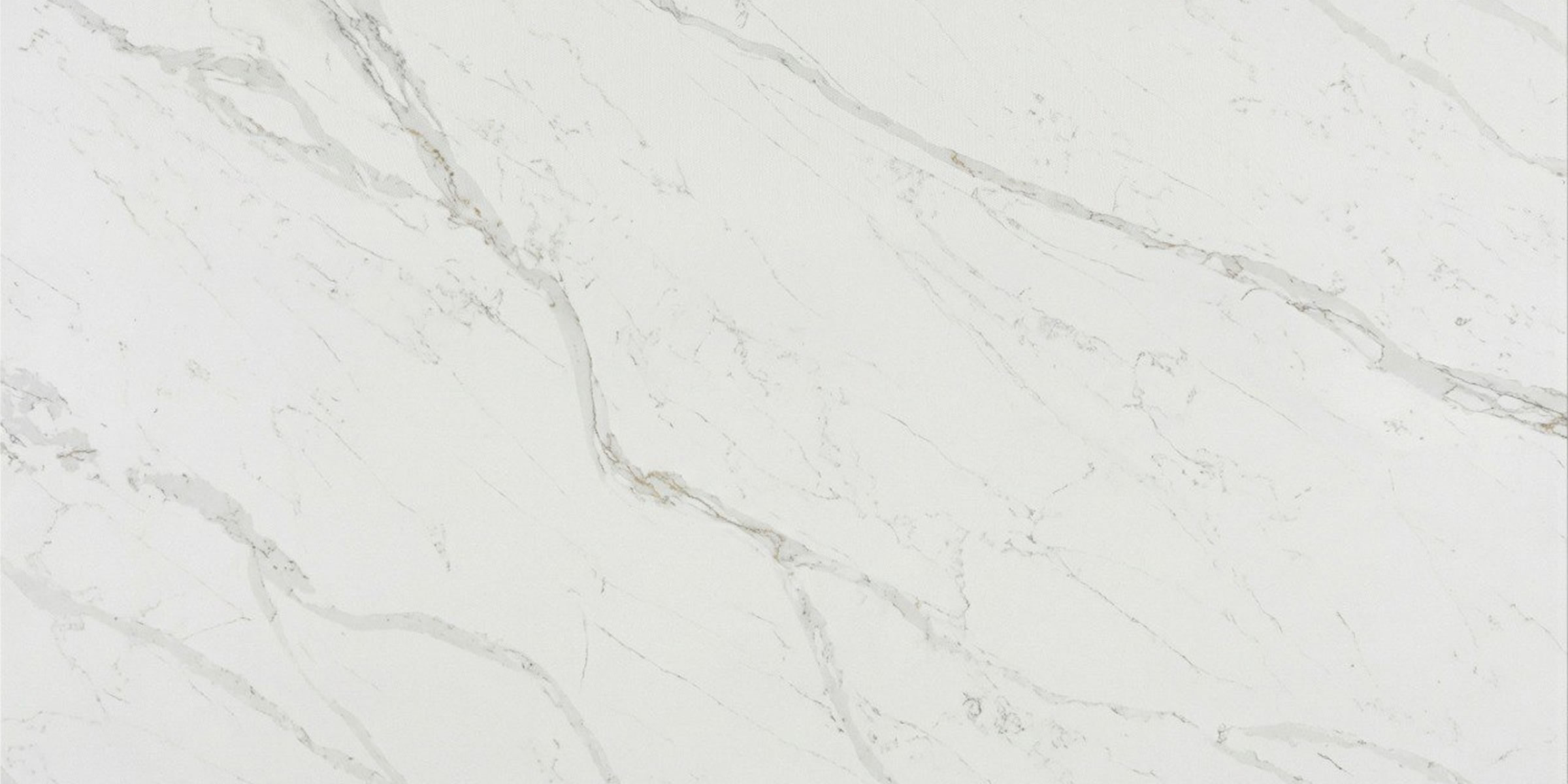 Calacatta Covelano Jumbo Quartz by Venezia Surfaces with white background and soft gray veining