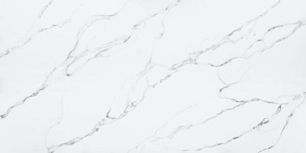 Calacatta Fantasy Jumbo Quartz by Venezia Surfaces with white background and soft gray veining