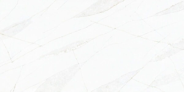 Calacatta Gold Vein Quartz by Venezia Surfaces with white background and prominent gold veining