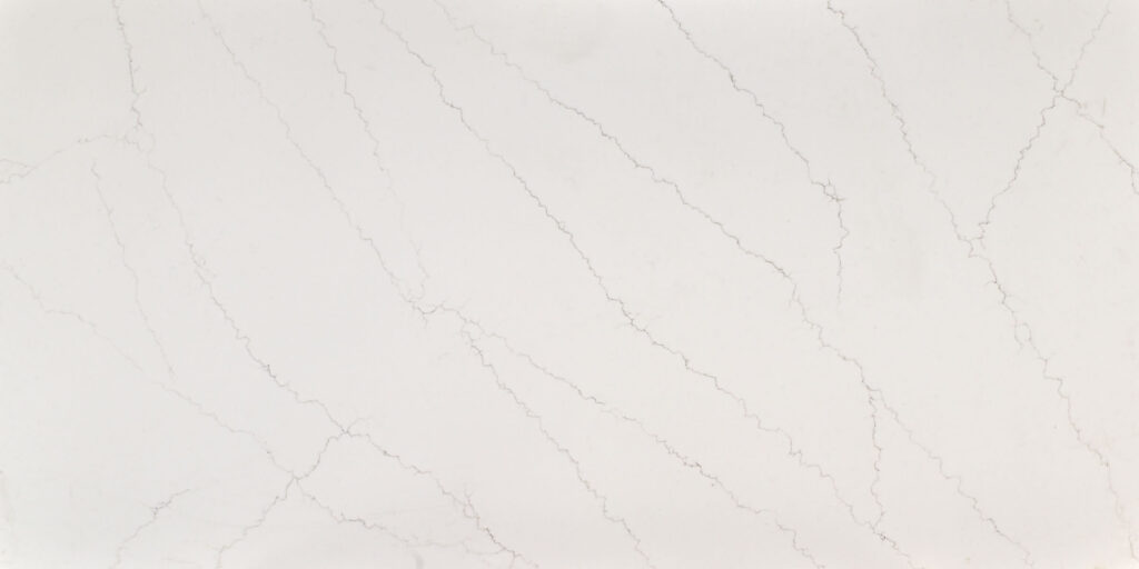 Calacatta Marseille Duo Quartz by Venezia Surfaces with white background and fine gray veining