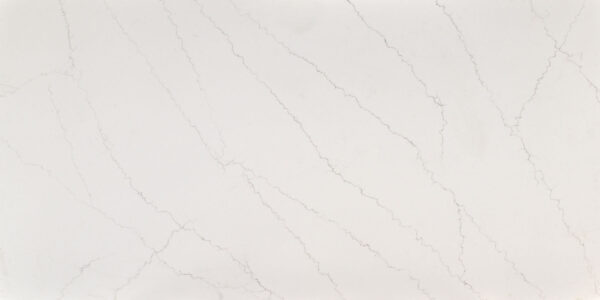 Calacatta Marseille Duo Quartz by Venezia Surfaces with white background and fine gray veining