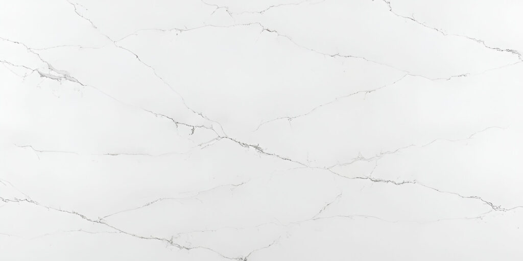 Calacatta Palermo Quartz by Venezia Surfaces with white background and fine gray veining