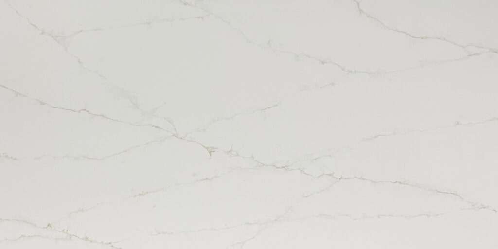 Calacatta Pisa Quartz by Venezia Surfaces with white background and soft gray veining