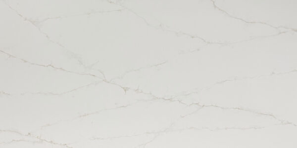 Calacatta Pisa Quartz by Venezia Surfaces with white background and soft gray veining