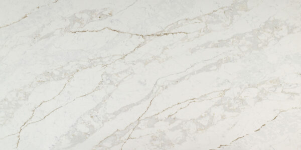 Calacatta Milano Quartz by Venezia Surfaces with light gray background and gray veining