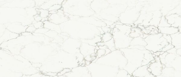 Close-up detail of Calacatta Jadira Quartz polished surface.