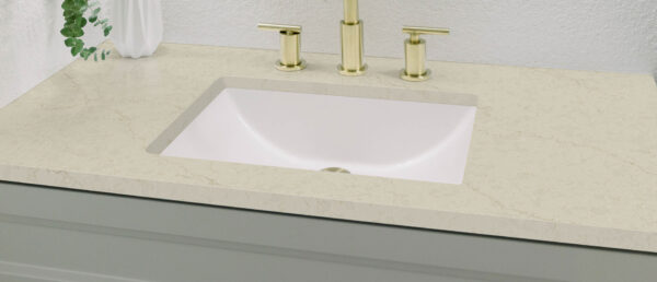 Modern Bathroom Vanity Top featuring MarfiTaj Quartz countertops.
