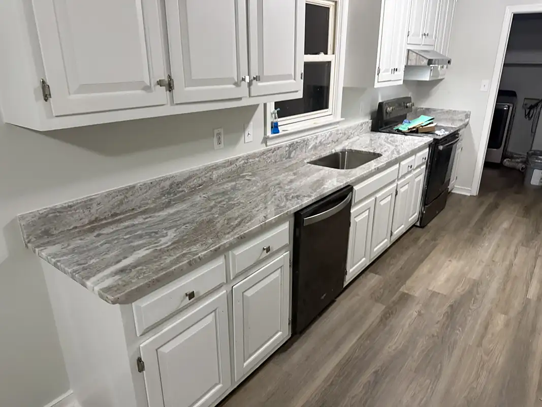 Fantasy Brown kitchen countertops after installation