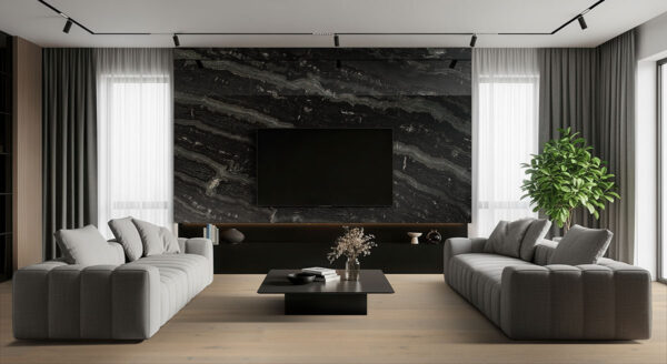 Agatha Black granite countertop installation