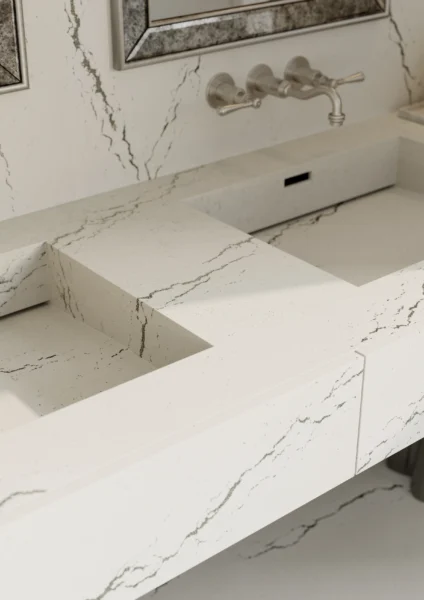 Cambria Berkshire Steel Satin Ridge quartz application