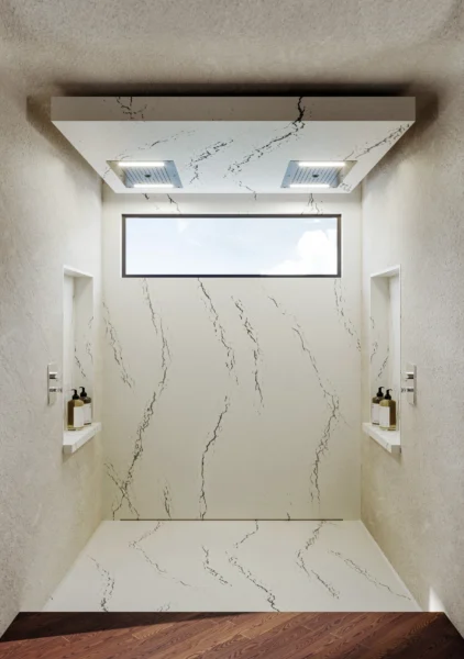 Cambria Berkshire Steel Satin Ridge quartz application