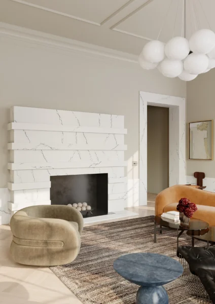 Cambria Berkshire Steel Satin Ridge quartz application