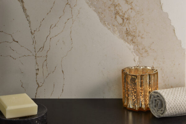 Cambria Brittanicca Gold Cool quartz styled detail