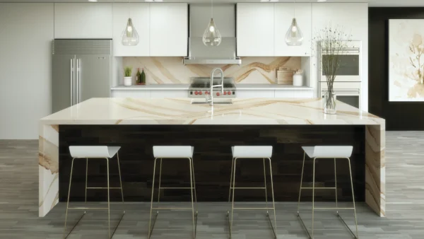 Cambria Brittanicca Gold Warm quartz application