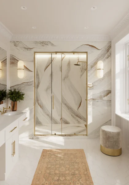Cambria Windsor Brass quartz application
