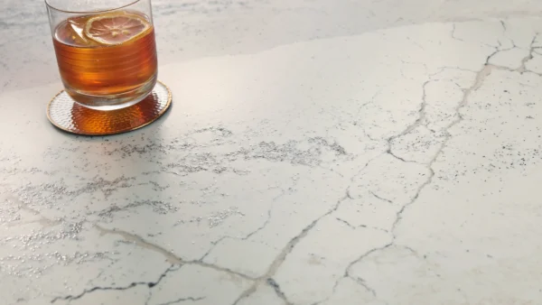 Cambria Windsor Steel Satin Ridge quartz styled detail