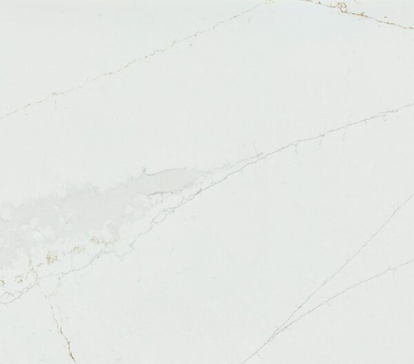Ethereal Glow Silestone white surface detail with long gray and warm veins