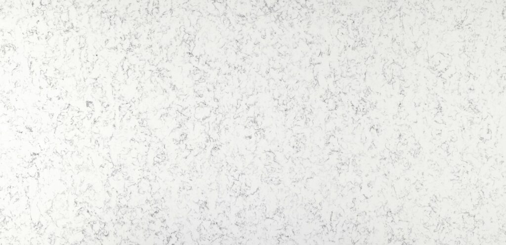 Silestone Lyra full slab with a white background with a dense pattern of delicate, branching gray veins