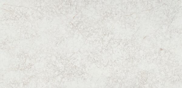 Silestone Riviére Rose full slab with a white background with a fine gray web pattern and pale rose-colored veins
