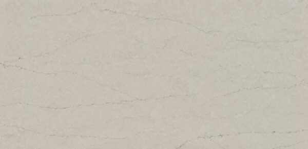Silestone Silken Ash full slab with a warm greige background and fine gray veining.