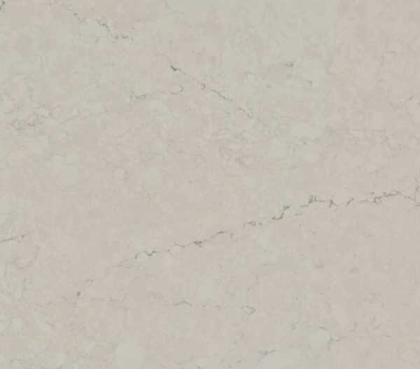 Warm greige Silken Ash Silestone surface detail with fine gray veining
