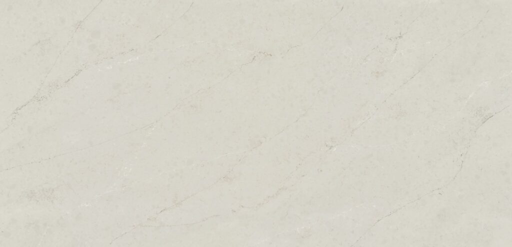 Silestone Soft Sand full slab with a pale sandy cream background with fine diagonal gray and white veins