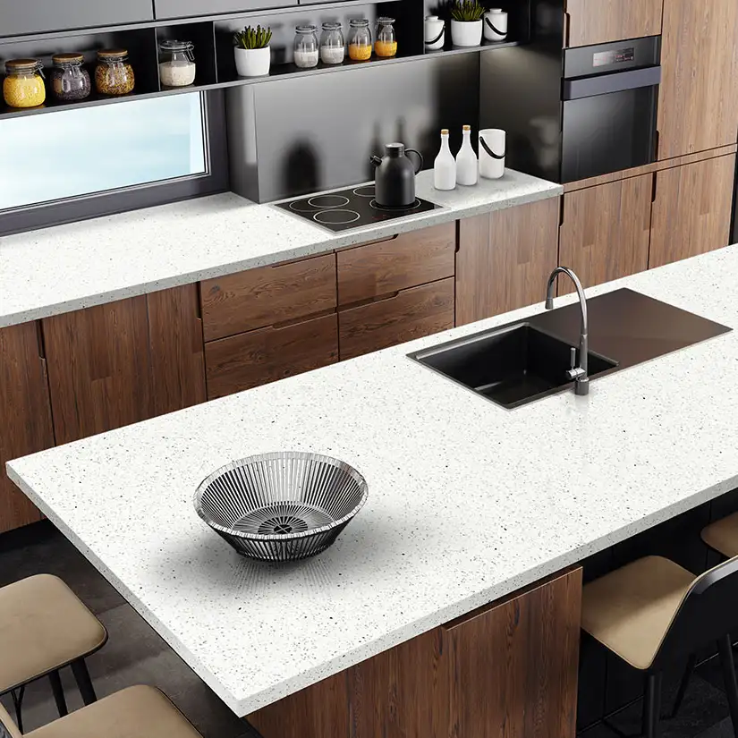 Sparkling White quartz countertops in a kitchen