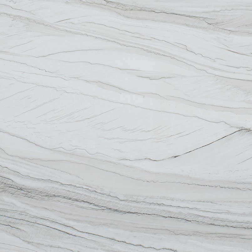 White Macaubas quartzite surface with linear gray veins